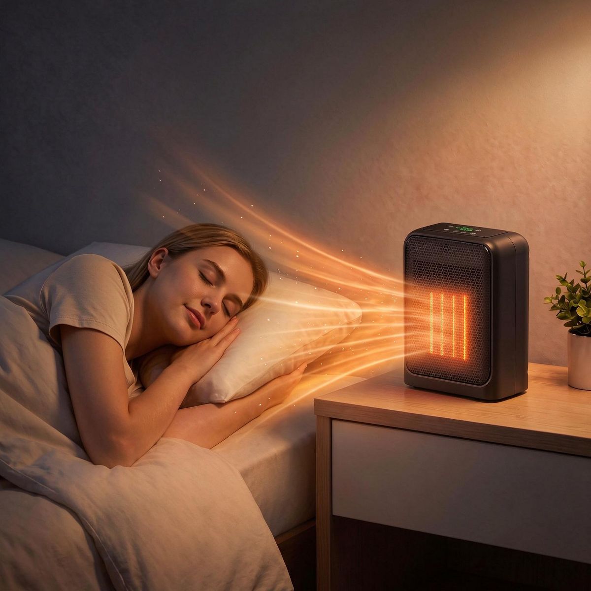 Ceramic Space Heater, 1500W Portable PTC Desk Heater, 3 Heating Levels & Fan Mode, Thermostat, Tip-Over Protection, Quiet for Office Bedroom