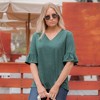 Amaryllis Women's Button-Back Ruffle Sleeve Top with Round Neckline and Relaxed Fit for Casual Comfort - 4 of 4