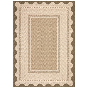 Modern Bordered Living Room Bedroom Rugs, Scalloped Washable Non Slip Dining Room Carpet, Accent Home Decor Rugs - 1 of 4