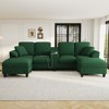 116.9"W U-Shaped Corduroy Sectional Sofa with Storage Ottomans, Cup Holders & USB Ports - ModernLuxe - 2 of 4