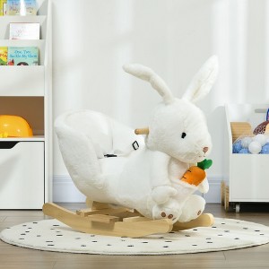 RUVALINO Baby Bouncers and Rockers, Baby Rocking Horse, Kids Riding Horse Rocking Chair, Plush Stuffed Rocking Animals, White, 23.5"*13"*19.75" - 1 of 4