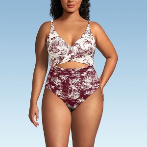 Lands' End Women's Wrap Monokini High Leg One Piece Swimsuit - 1 of 3