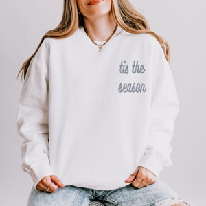 Simply Sage Market Embroidered Tis The Season Bold Cursive Lightweight Garment Dyed Sweatshirt - 1 of 4