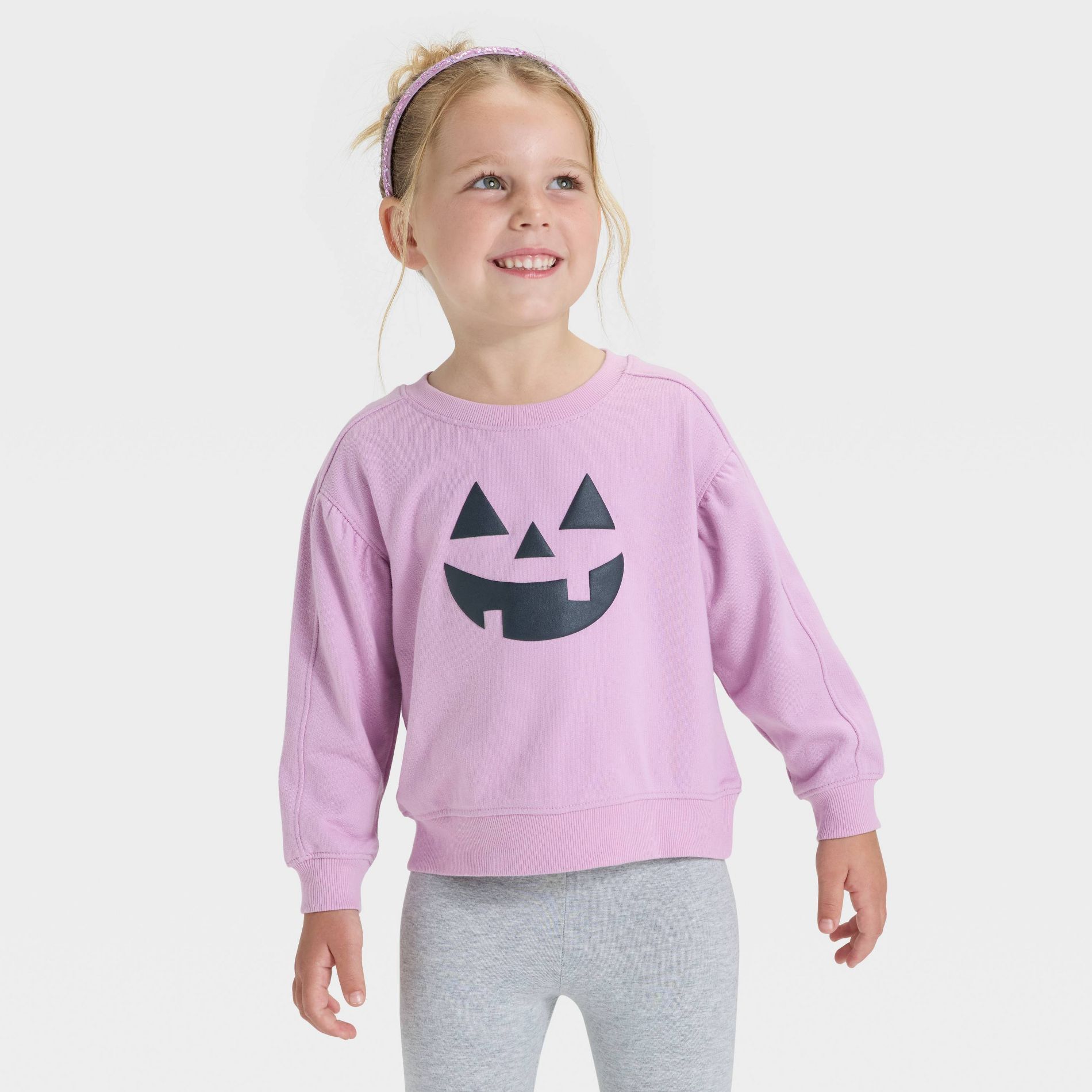 Toddler Girls' Halloween French Terry Pullover - Cat & Jack™ Lavender 4T