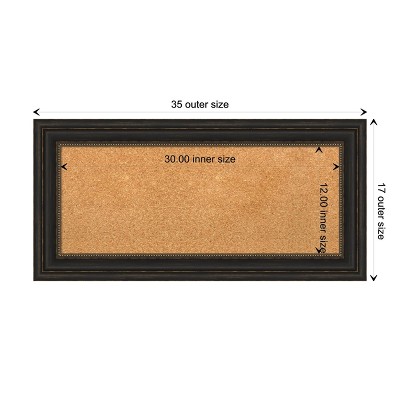 Natural Cork Board with Bronze Beaded Frame, 39" x 22"
