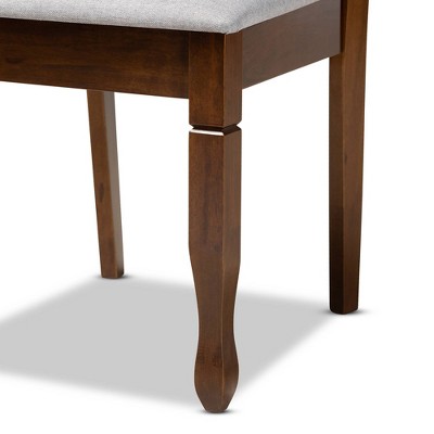 Augustine Grey Fabric and Walnut Wood 7-Piece Dining Set