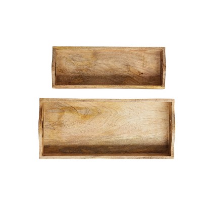 Set of 2 Mango Wood Trays Brown - 3R Studios