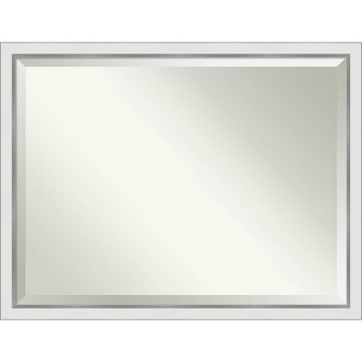 43" x 33" Eva White Silver Framed Bathroom Vanity Wall Mirror - Amanti Art