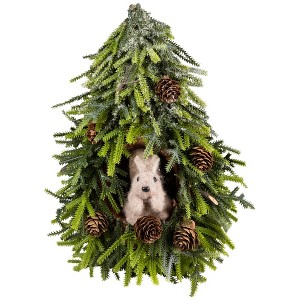 Northlight Frosted Tree with Squirrel and Pinecones Christmas Decoration - 12" - 1 of 4