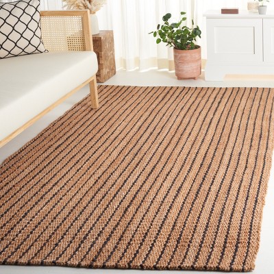 Handmade Black and Natural Jute Stripe 4' x 6' Area Rug