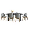 7-Pieces Dining Set for 6,Upholstered Armless Chair with Wood Legs,79 Inch Oval Dining Table for Dining Room,Farmhouse-Tanpinhause - 2 of 4