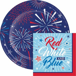 Creative Converting Patriotic Party Paper Plate and Napkin Kit 8ct - 1 of 4