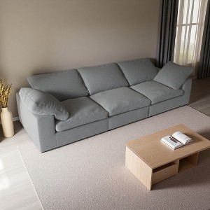 Oversized 3-Seater Chenille Sofa with Double Plush Cushion & Detachable Lumbar Pillows - 1 of 4