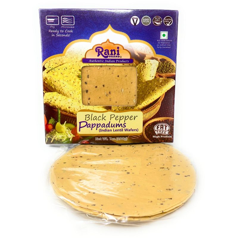 Black Pepper Pappadums (Wafer Snack) - 7oz (200g) - Rani Brand Authentic Indian Products, 4 of 6