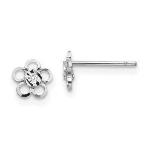 Black Bow Jewelry Kids 14k White Gold & CZ 6mm Flower Post Earrings - 1 of 4