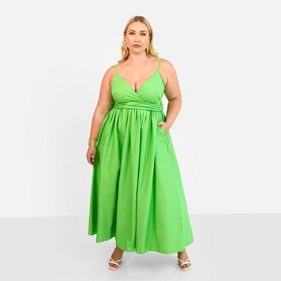 Rebdolls Women's Kismet Poplin Belted Maxi Skater Dress