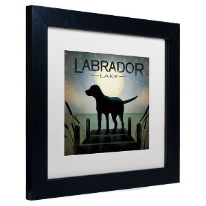 Trademark Fine Art -Ryan Fowler 'Moonrise Black Dog Labrador Lake' Matted Framed Art - 1 of 4