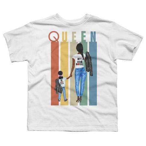 Boy's Design By Humans Mother's Day Black Mom Queen Retro Stripes