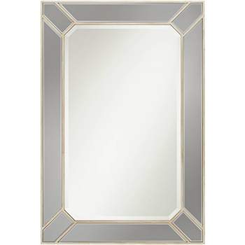 Possini Euro Design Katia Rectangular Vanity Wall Mirror Modern Beveled Edge Dark Champagne Frame 28" Wide for Bathroom Bedroom Living Room Office
