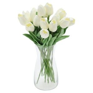Unique Bargains Christmas 20 Pcs Artificial Flowers Fake Tulips for Wedding Rooms Home Hotel Party Decoration Beige - 1 of 4