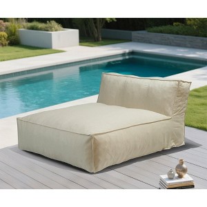 Evita Outdoor Bean Bag Lounger, Comfy Foam, Cover Removeable, Washable and Water-Resistant for Pool, Deck, Backyard-57*47.3*31.5 Inch, Beige - 1 of 4