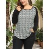 Agnes Orinda Women's Plus Size Floral Animal Print Stripe Raglan Long Sleeve Blouses - 3 of 4