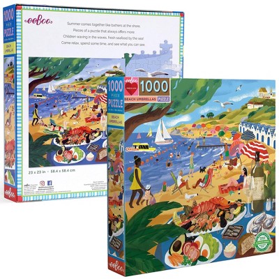 Beach Umbrellas 1000-Piece Square Travel Jigsaw Puzzle