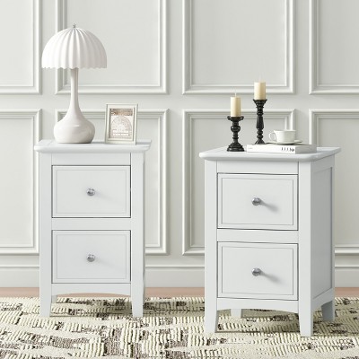 NicBex Modern Minimalist 2-Drawer Nightstand with Silver Knobs Bedside Table End Table for Bedroom, Living Room
