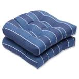 Wickenburg 2-Piece Outdoor Wicker Seat Cushion Set - Blue - Pillow Perfect