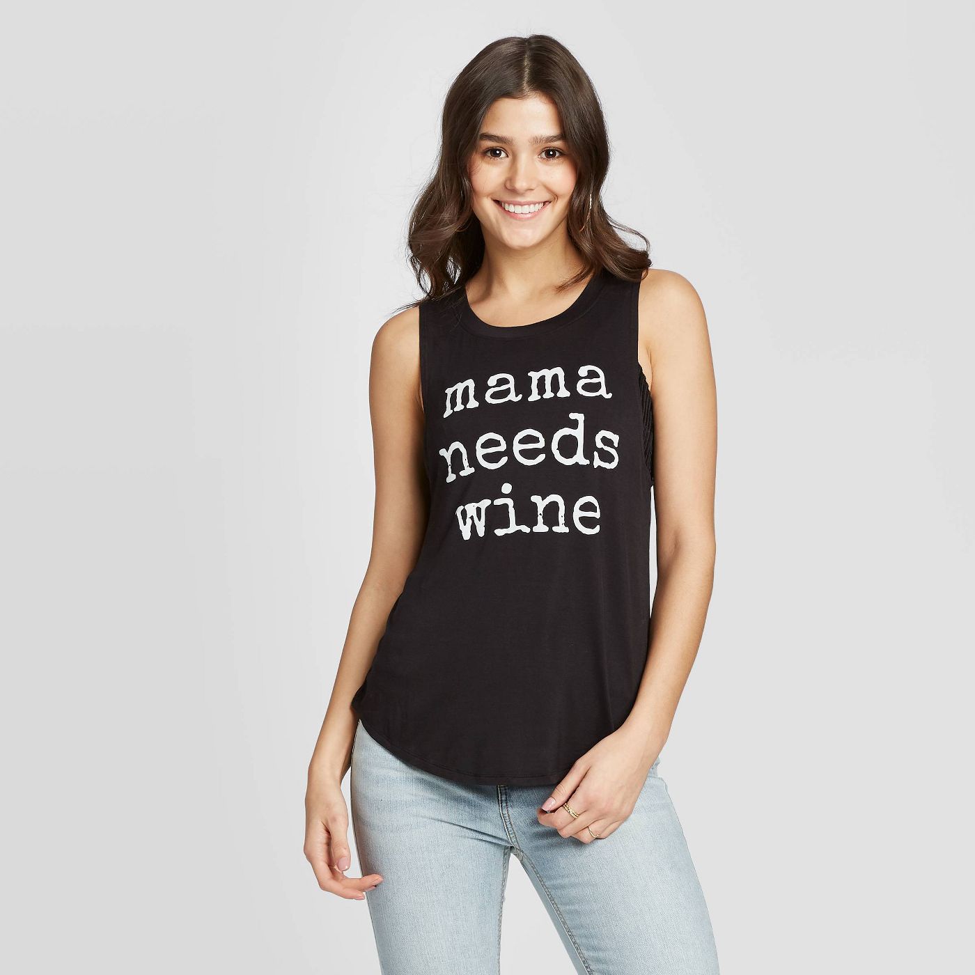 Women's Mama Needs Wine Graphic Tank Top - Grayson Threads - Black - image 1 of 9