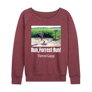 Women's - Forrest Gump - Run Forrest Run Lightweight French Terry Wide Neck Long Sleeve Shirt - 1 of 4