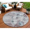 Teal Blue Aqua And Ivory Floral Washable Indoor Outdoor Area Rug - 2 of 4