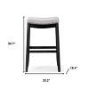 HomeRoots 31" White and Black Fabric and Solid Wood Backless Bar Height Bar Chair - 3 of 4