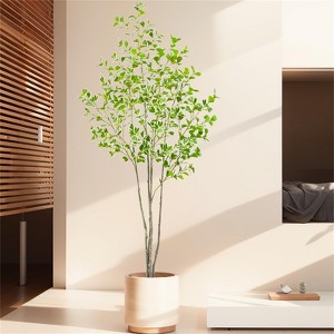 Large Artificial Ficus Tree, 120/150/180cm Realistic Ficus Tree With Lifelike Leaves And Trunk, Faux Plants With Pot For Living Room Bedroom Office - 1 of 4