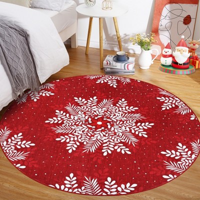 Christmas Snowflake Washable Area Rug,for Living Room Bedroom,Soft Low Pile Large Rugs Non Slip&Non-Shedding,Floor Carpet