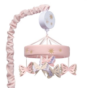 Lambs & Ivy Butterfly Dreams Pink/Purple Musical Baby Crib Mobile Soother Toy - 1 of 4