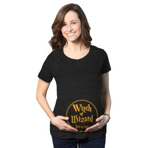 Maternity Witch Or Wizard Brewing T Shirt Funny Halloween Pregnancy Tee - Crazy Dog Maternity T Shirt - 1 of 4