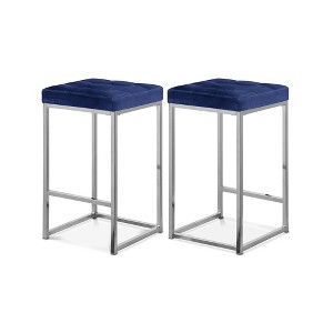 Meridian Furniture,Nicola Navy Velvet Stool, Set of 2 - 1 of 4