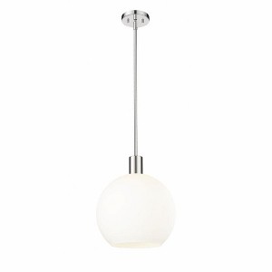 Margo Mid-Century Modern Pendant Light - Sleek White Glass Globe, 100W, Dimmable, Dry Rated - 1 of 4