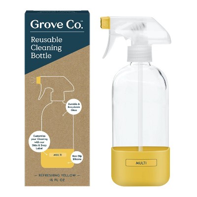 Grove Co. Reusable Cleaning Glass Spray Bottle with Silicone Sleeve - Yellow