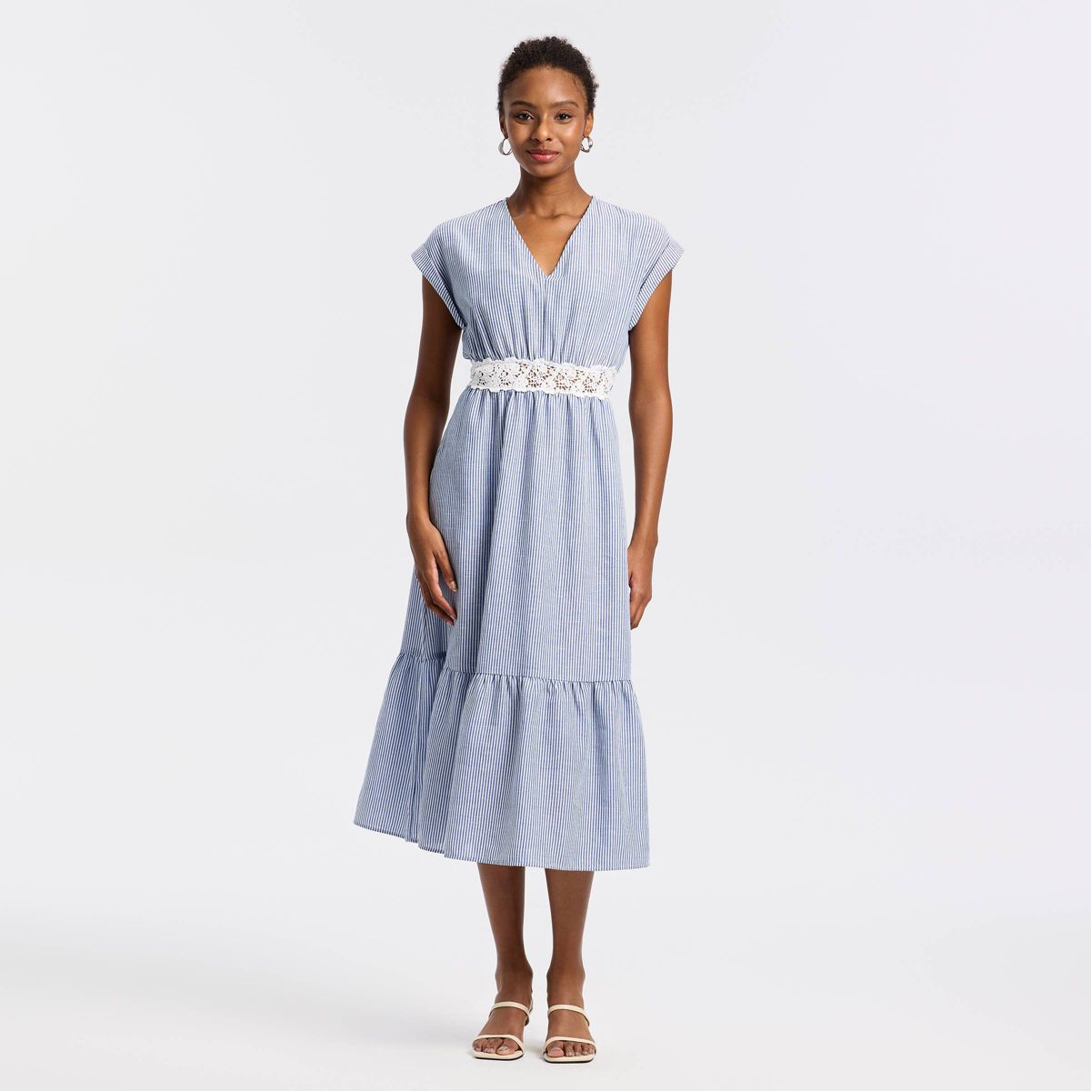 Women's Cap Sleeve Lace Waist Midi A-Line Dress - A New Day™ - thumbnail 7