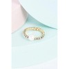 Slickblue Gold Band Ring with Simulated Pearl Center and Rhinestone Trim, Stretch Fit, Statement Style - 2 of 4