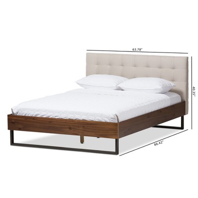 Modern Mitchell Queen Platform Bed with Tufted Faux Leather Headboard