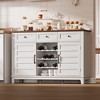 TROPOW 53.5'' Buffet Cabinet with Storage, 36'' Tall Wood Rustic Sideboard with 3 Drawer, Reversible Wine Rack and Adjustable Shelf, White - 2 of 4