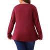 Agnes Orinda Women's Plus Size Long Sleeve V Neck Loose Fashion Buttons Tunic Blouse - 4 of 4