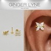Butterfly CZ Flat Back Earrings for Cartilage Helix Tragus Lobe 16g Gold Plated Sterling Silver 1 pair by Ginger Lyne - 2 of 4