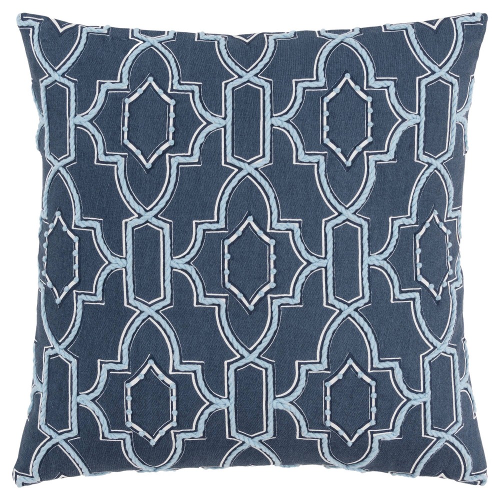 Photos - Pillow 20"x20 Oversize Geometric Square Throw  Cover Blue - Rizzy Home