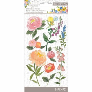 K&Company Antique Garden Dimensional Stickers - Floral Blooms, 9pcs - 1 of 2
