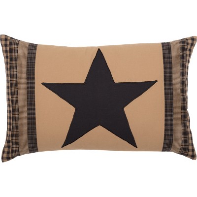 Black Check Star Patch Pillow 14x22  VHC Brands
