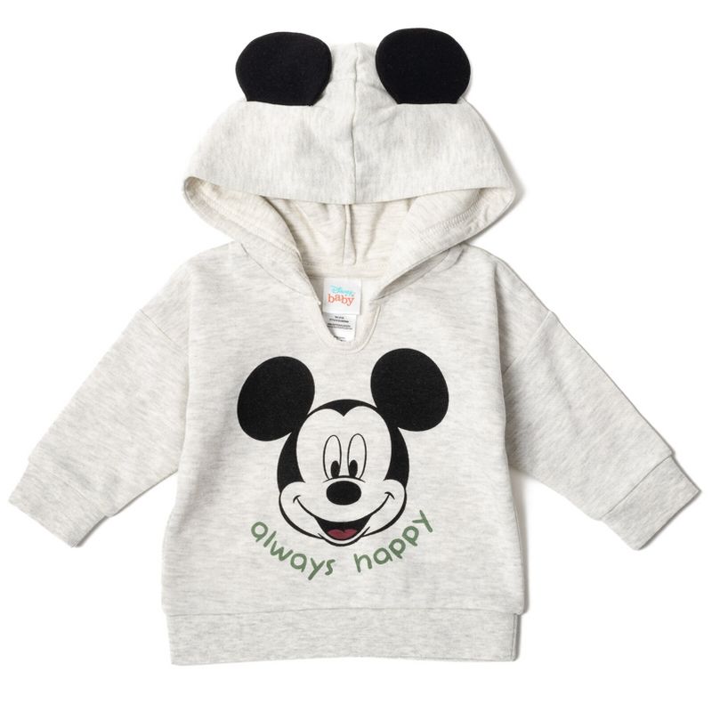 Disney Classics Mickey Mouse Winnie the Pooh Baby Hoodie Bodysuit and Pants 3 Piece Outfit Set Newborn to Infant, 3 of 9